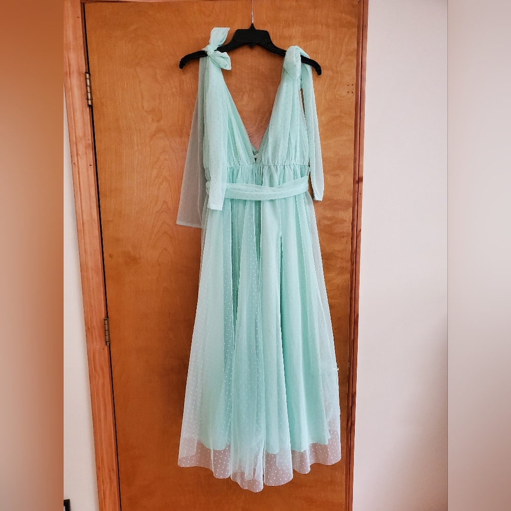 Blue maternity tule dress